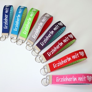 Lanyard Kindergarten teacher with heart Desired color Keychain Farewell gift Christmas gift Gift colorful embroidered Name image 1