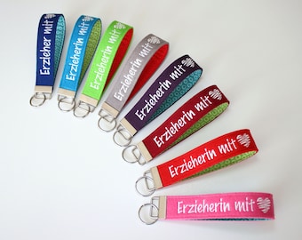 Lanyard "Kindergarten teacher with heart" Desired color Keychain Farewell gift Christmas gift Gift colorful embroidered Name