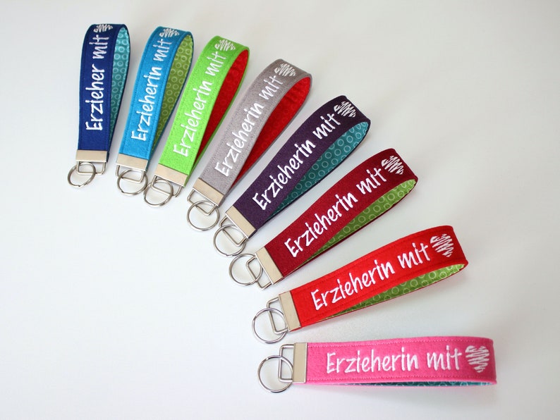 Lanyard Kindergarten teacher with heart Desired color Keychain Farewell gift Christmas gift Gift colorful embroidered Name image 1