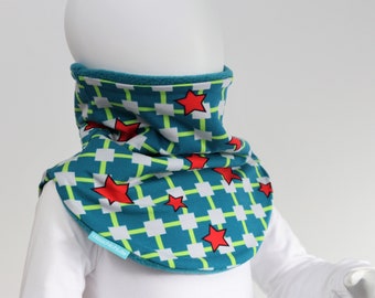 Slip scarf stars desired size turquoise fleece jersey