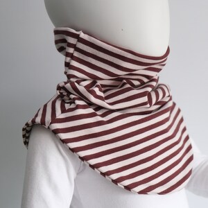 Slip-on scarf made of striped jersey natural/brown fleece warm desired size image 1
