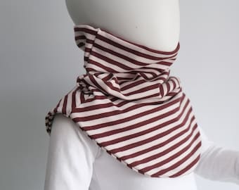 Slip-on scarf made of striped jersey natural/brown fleece warm desired size