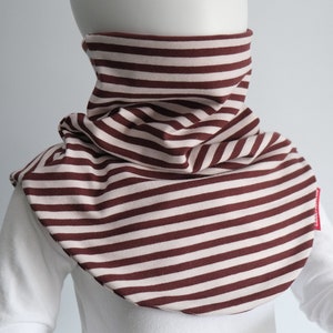 Slip-on scarf made of striped jersey natural/brown fleece warm desired size image 6