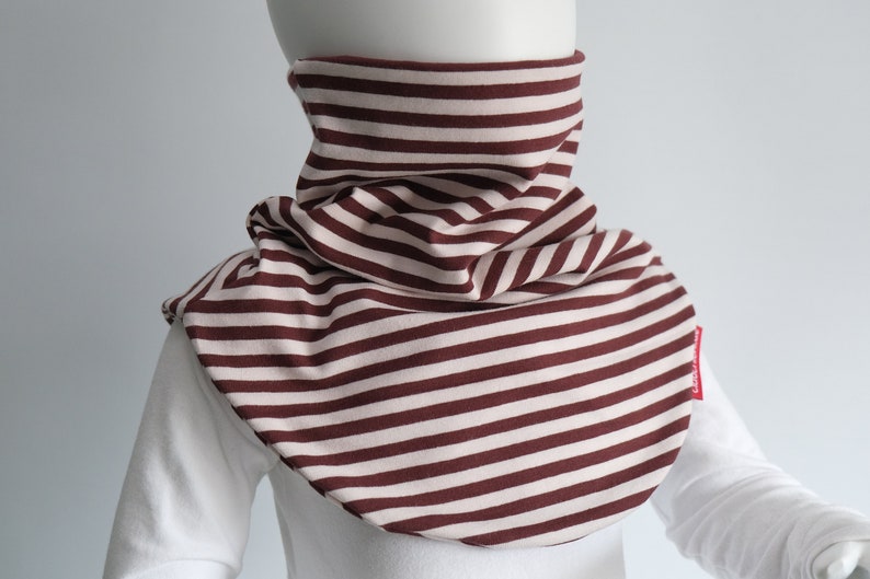 Slip-on scarf made of striped jersey natural/brown fleece warm desired size image 6