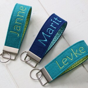 Lanyard Name Desired Name Keychain embroidered felt colorful image 2