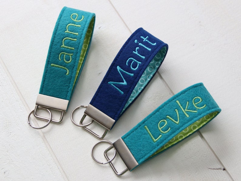 Lanyard Name Desired Name Keychain embroidered felt colorful image 2