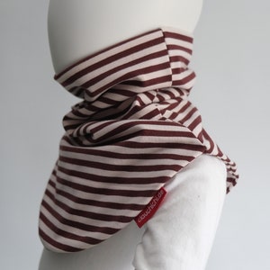 Slip-on scarf made of striped jersey natural/brown fleece warm desired size image 4