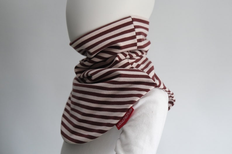 Slip-on scarf made of striped jersey natural/brown fleece warm desired size image 4