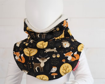 Slip-on scarf forest animals for children desired size warm with fleece