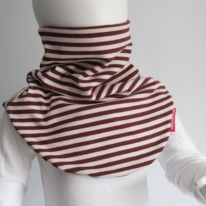 Slip-on scarf made of striped jersey natural/brown fleece warm desired size image 8