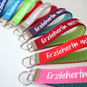 Lanyard Kindergarten teacher with heart Desired color Keychain Farewell gift Christmas gift Gift colorful embroidered Name image 3