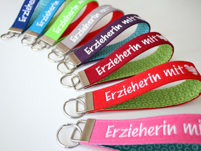 Lanyard Kindergarten teacher with heart Desired color Keychain Farewell gift Christmas gift Gift colorful embroidered Name image 3