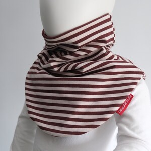 Slip-on scarf made of striped jersey natural/brown fleece warm desired size image 2