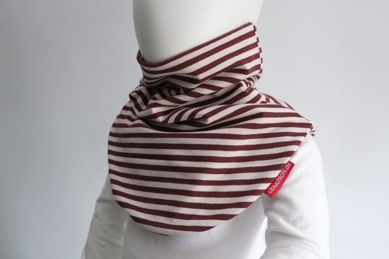 Slip-on scarf made of striped jersey natural/brown fleece warm desired size image 2