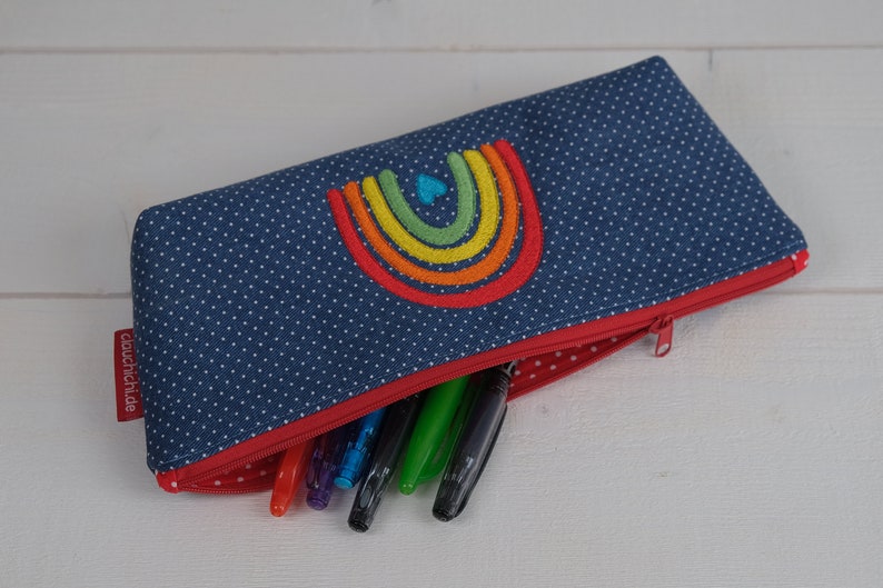 Pencil case RAINBOW Jeans embroidered small bag cosmetic bag image 4
