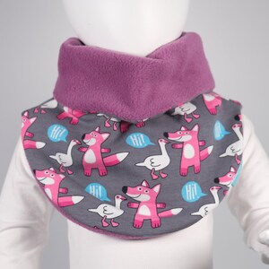 Slip-on scarf fox & goose for children desired size warm with fleece image 2