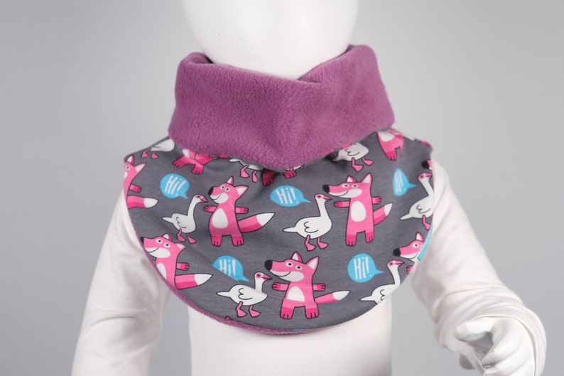 Slip-on scarf fox & goose for children desired size warm with fleece image 2
