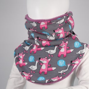 Slip-on scarf fox & goose for children desired size warm with fleece image 1