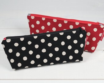 Pen pocket polka dots desired color, small cosmetic bag, pencil case