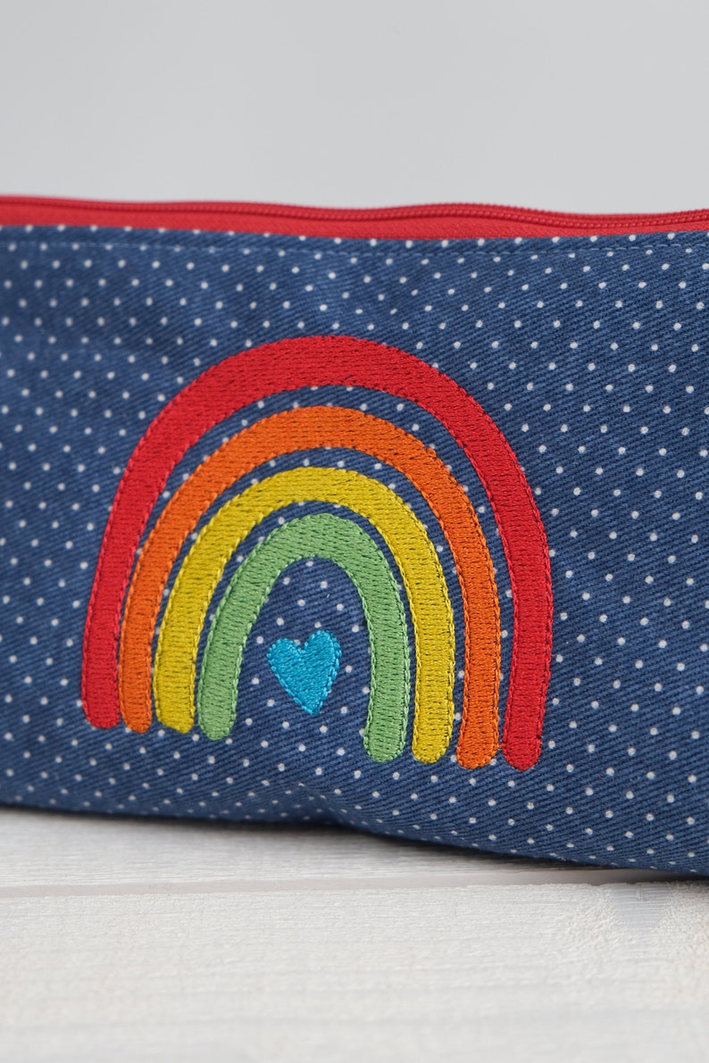 Pencil case RAINBOW Jeans embroidered small bag cosmetic bag image 7