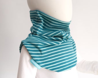 light slip scarf made of jersey stripes turquoise petrol rings for the transition desired size