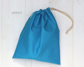Bread bag turquoise with small dots baker's bag bread bag 100% cotton
