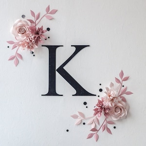 Personalized Nursery Paper Flower set in Blush and Dusty Rose - Paper Flowers Wall Decor - Blush Nursery Decor