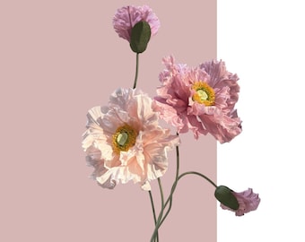 Giant Standing Paper Poppies – Large Flower Display with Metal Stand