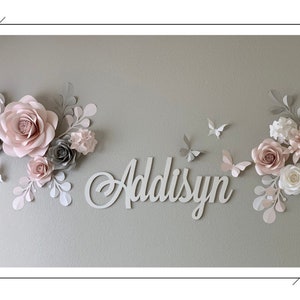 Nursery Wall Paper Flower Arrangement - Blush and Grey Paper Flowers Set - Nursery Light PinkPaper Flowers