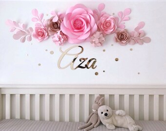 Set of 7 Premium Quality Paper Flowers - Luxury Paper Flowers - Baby Girl Room Paper Flowers (code:#113)