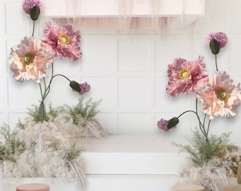 Standing Oversized Paper Poppies - Wedding & Party Decor