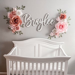 Set di 16 fiori di carta personalizzati - Fiori di carta per la cameretta delle bambine - Fiori di carta Combinazione di colori personalizzati