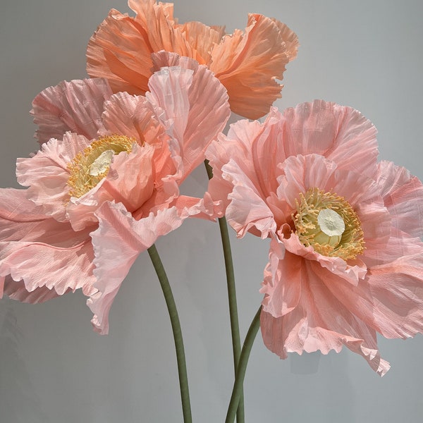 Standing Oversized Paper Poppies - Free Standing Paper Flowers - Window Display Decor Paper Flowers D -  is available