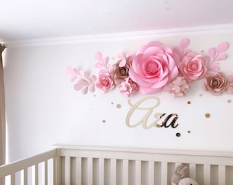 Arrangement de fleur de chambre de bébé - fleurs en papier de chambre de bébé - fleurs de papier de pépinière - décor de mur de fleurs de papier (code : 113)