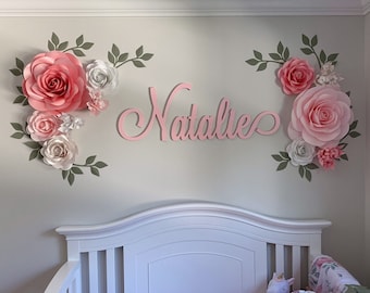 Pink Paper Flowers - Nursery Wall decor - Paper Flowers Wall Decor Pink (code:#307)