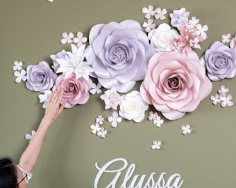 High Quality 14 Paper Flowers - Premium Quality Paper Flowers Wall Decor - Birthday Flowers banner -  (code:#181)