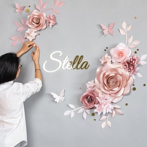 Wall Paper Flowers - Nursery Wall Decor - Paper Flowers Backdrop - Large Paper Flowers (code:#183)