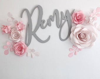 Nursery Wall Decor - Nursery Paper Flowers- Blush Nursery Decor - Pink Nursery Paper Flowers (code:#120)