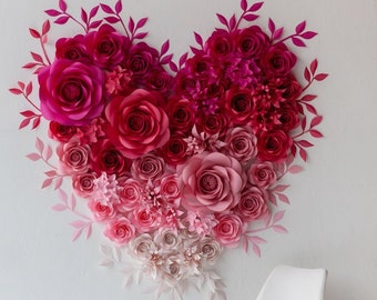 Wedding Backdrop - Paper Flower Wedding Backdrop - Wedding Backdrop Paper Flowers - Wedding Backdrop Heart