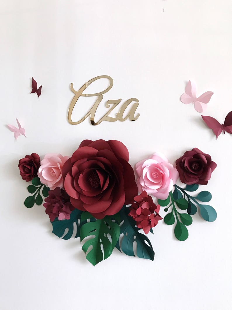 Set of 7 Paper Flowers for Baby Girl Nursery Wall Decor Etsy