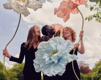 Oversized Paper Poppies - Freestanding Floral Display, Event Decor