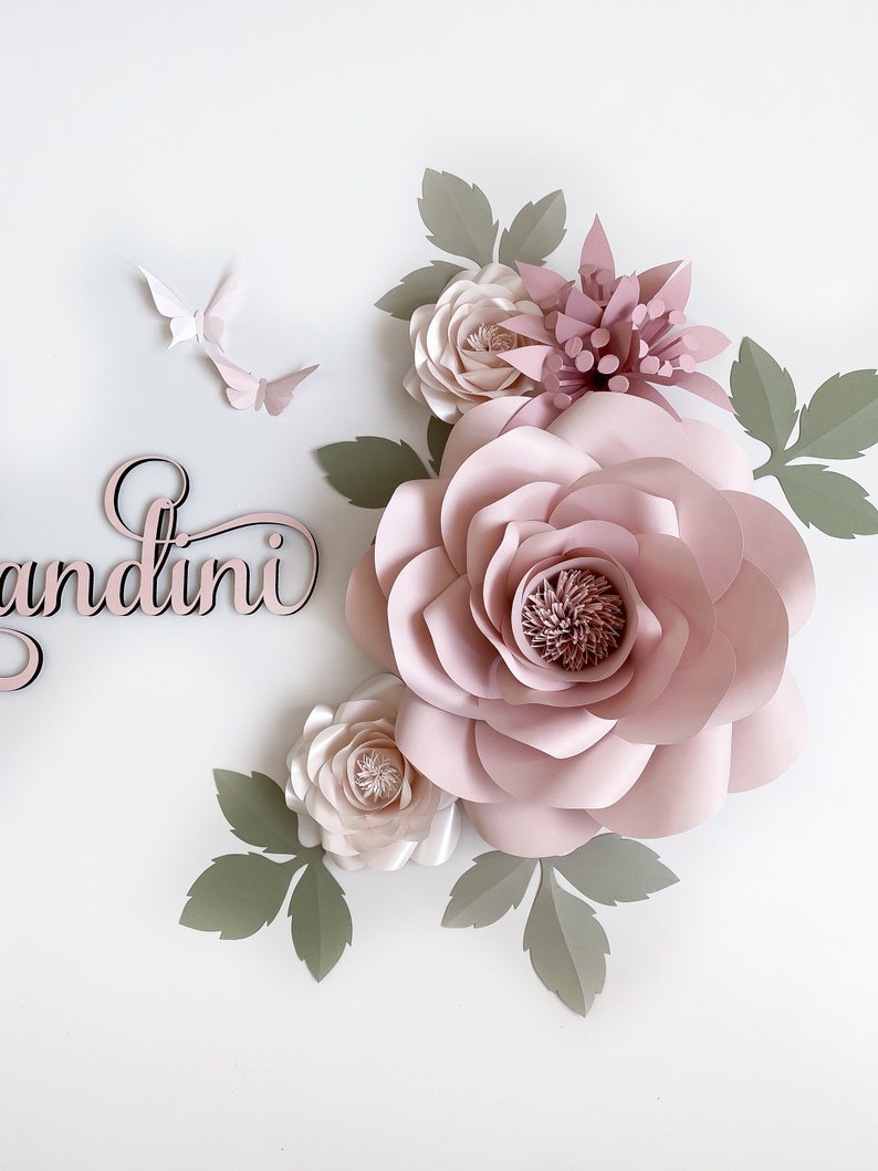 Paper Flowers Wall Decor Set of 7 Nursery Paper Flowers Etsy Australia