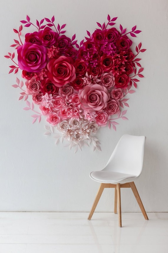 Paper Flowers Heart Wall Art Valentine's Paper Flower Heart Decor  St.valentine's Decor -  Canada