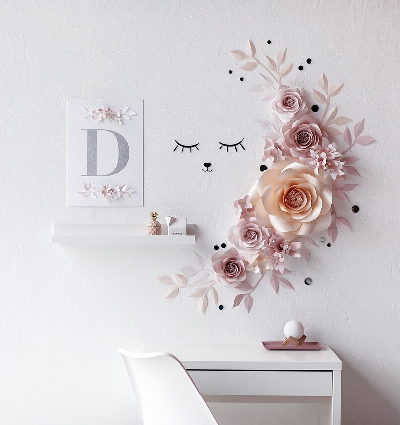 3 Große Papierblumen Für Wanddekoration – Je Ca. 50 Cm, Pastellfarben Für Kinderzimmer, Geburtstag Oder Hochzeit (weiß)
