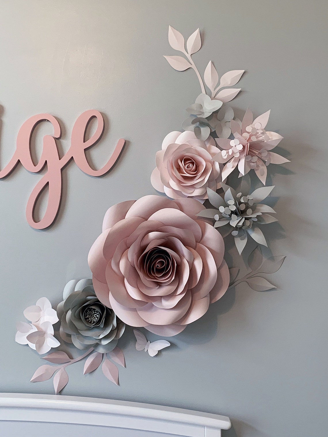 Paper Flowers Buy 16 Paper Flowers in Light Grey Nude and Etsy