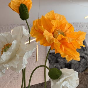 Giant Paper Flowers - Free Standing Oversized Floral Decor with Metal Stand - Large Handmade Poppies for Events and Backdrops