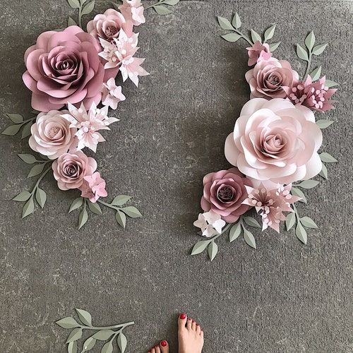 Customized Paper Flowers - Paper Flowers Wall decor - Paper flowers - Paper flowers for girls Nursery - Match shops the Bedding Option