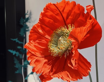 Oversized Paper Poppies - Halloween Event Decor, Orange & Yellow, Set of 2