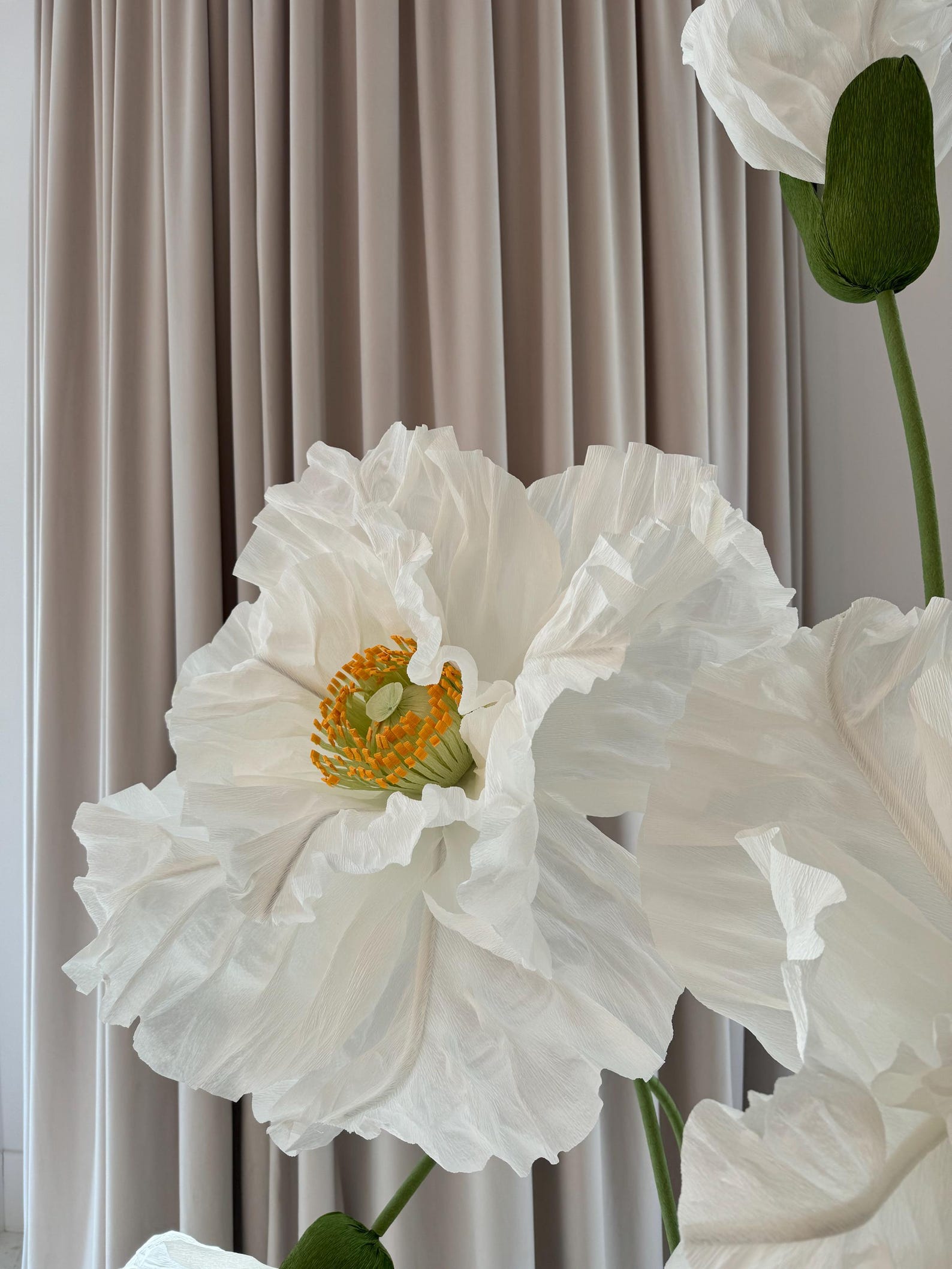 White Large Paper Poppies - Free Standing Paper Flowers - Giant Paper ...