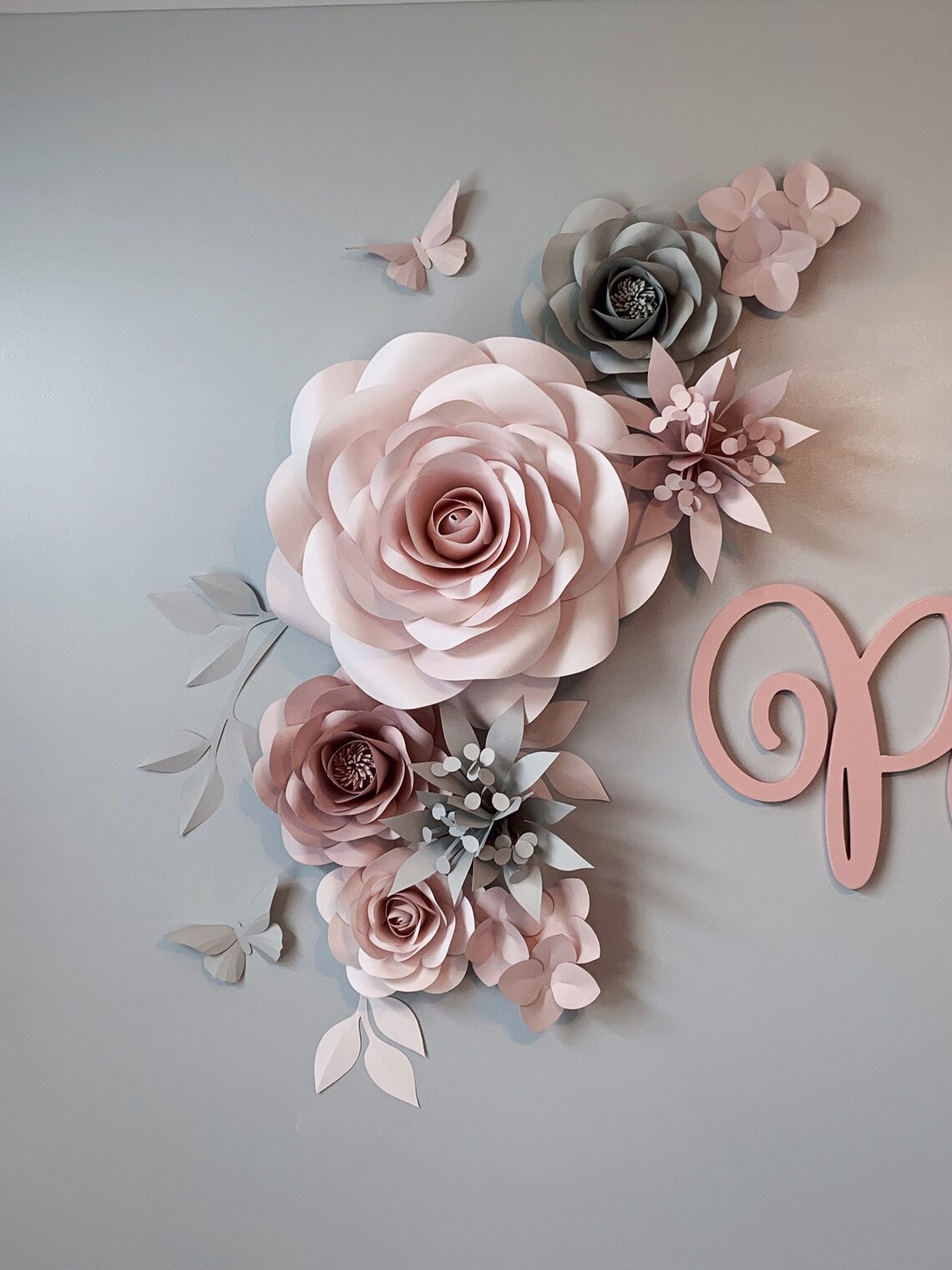 Paper Flowers Buy 16 Paper flowers in Light Grey Nude and Etsy